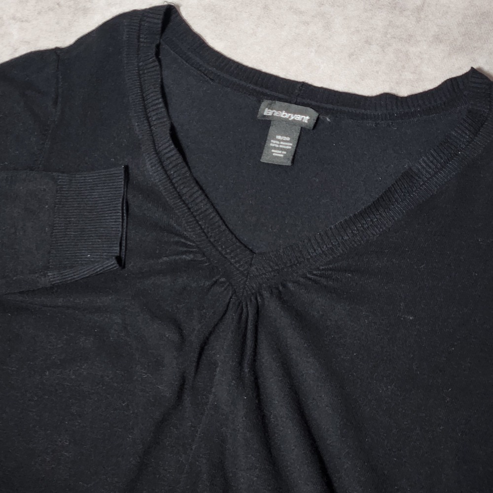 Lane Bryant Black V-Neck‎ Pullover Sweater Size 18/20 Rayon Blend Ribbed Trim